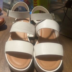 Soda White Strappy Sandal Platforms